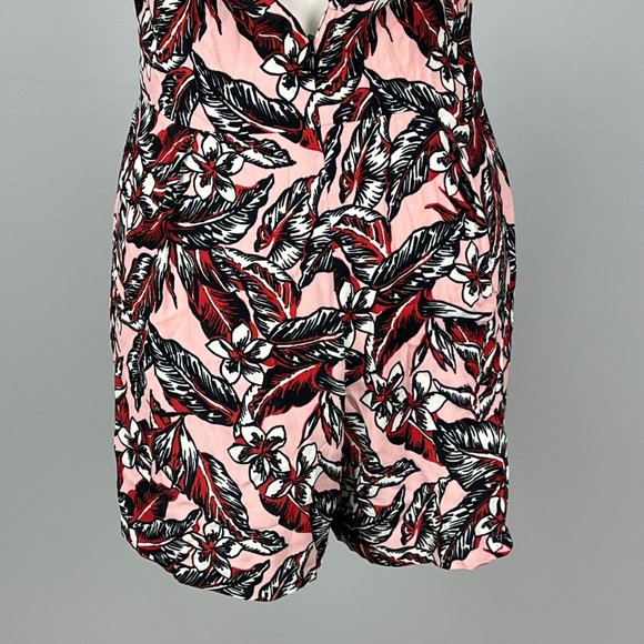 Zara Woman Sleeveless Short Romper Pink Floral 1 Piece Pockets size Medium - Picture 8 of 12